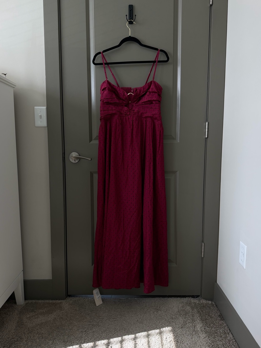 NWT Abercrombie & Fitch | Burgundy Polka Dot Maxi Dress
